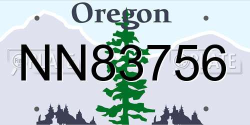 NN83756 Oregon License Plate