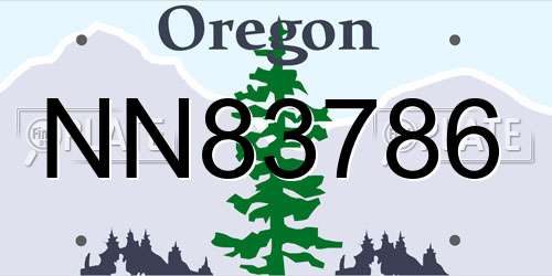 NN83786 Oregon License Plate