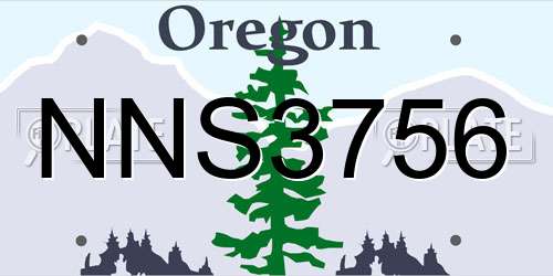 NNS3756 Oregon License Plate