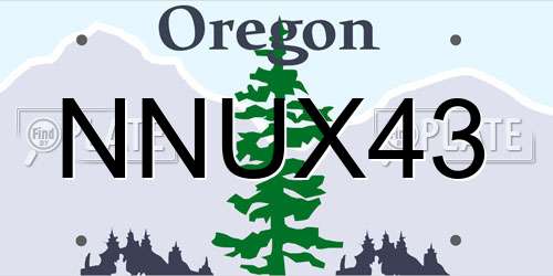NNUX43 Oregon License Plate