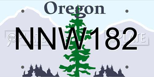 NNW182 Oregon License Plate
