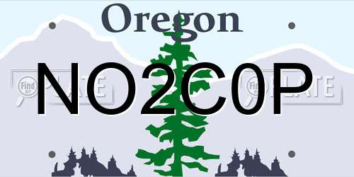 NO2C0P Oregon License Plate