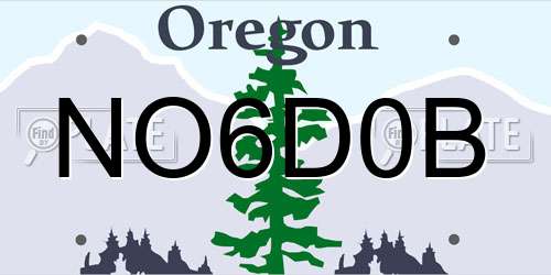 NO6D0B Oregon License Plate