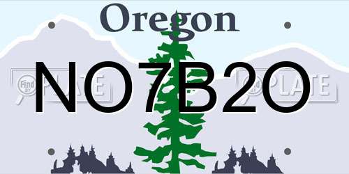NO7B2O Oregon License Plate
