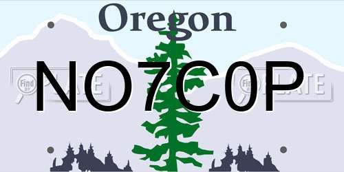 NO7C0P Oregon License Plate