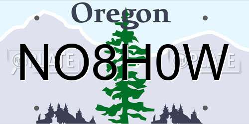 NO8H0W Oregon License Plate