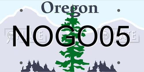NOGO05 Oregon License Plate