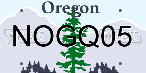 NOGQ05 Oregon License Plate