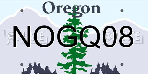 NOGQ08 Oregon License Plate