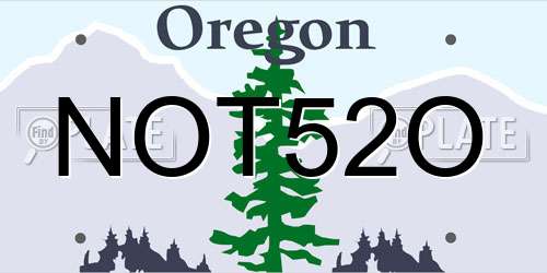 NOT52O Oregon License Plate