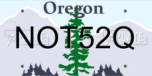 NOT52Q Oregon License Plate