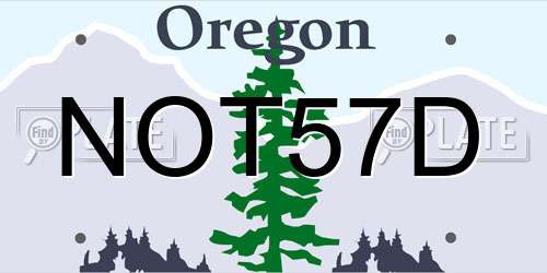 NOT57D Oregon License Plate