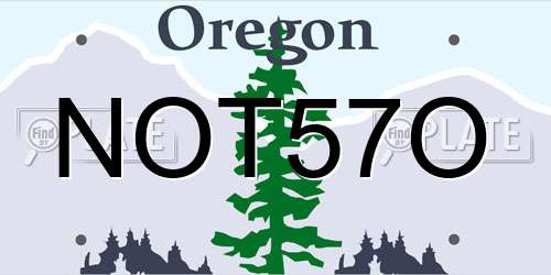 NOT57O Oregon License Plate