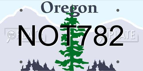 NOT782 Oregon License Plate