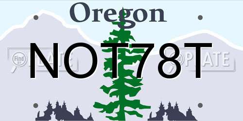 NOT78T Oregon License Plate