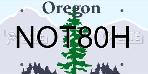 NOT80H Oregon License Plate