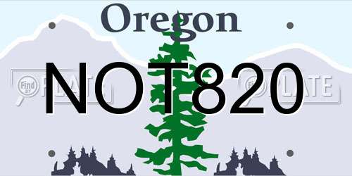 NOT820 Oregon License Plate