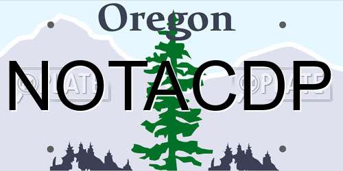 NOTACDP Oregon License Plate