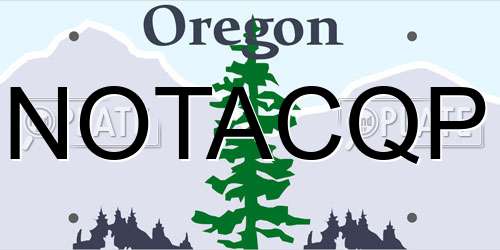 NOTACQP Oregon License Plate