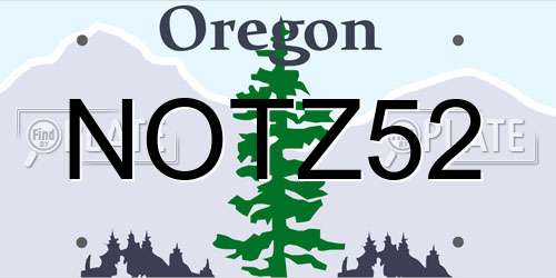 NOTZ52 Oregon License Plate