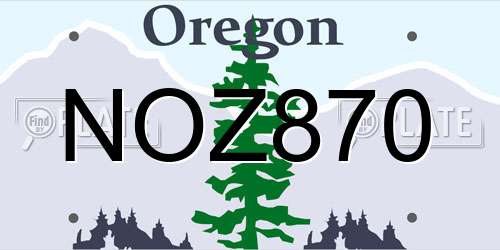 NOZ870 Oregon License Plate