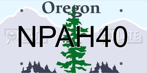 NPAH40 Oregon License Plate
