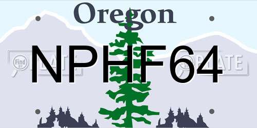 NPHF64 Oregon License Plate