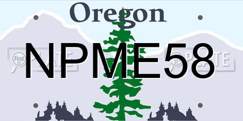 NPME58 Oregon License Plate