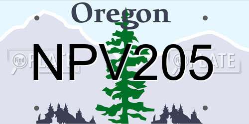 NPV205 Oregon License Plate