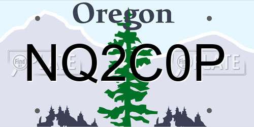 NQ2C0P Oregon License Plate