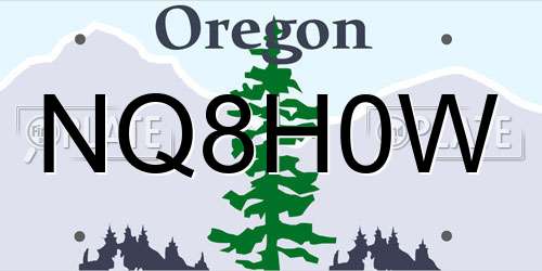 NQ8H0W Oregon License Plate
