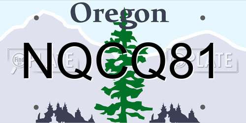 NQCQ81 Oregon License Plate