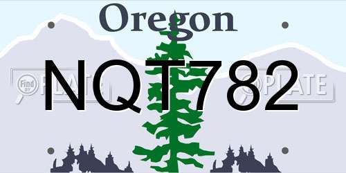 NQT782 Oregon License Plate