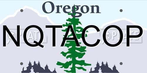 NQTACOP Oregon License Plate