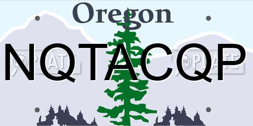 NQTACQP Oregon License Plate