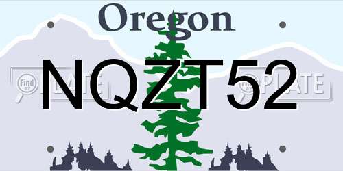 NQZT52 Oregon License Plate