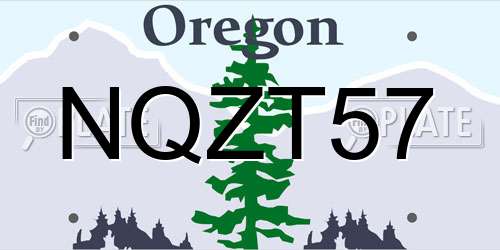 NQZT57 Oregon License Plate