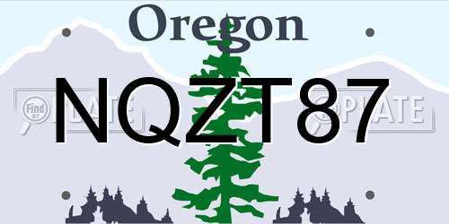 NQZT87 Oregon License Plate
