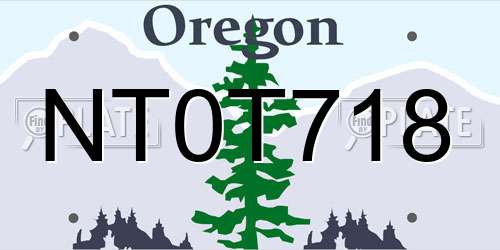 NT0T718 Oregon License Plate