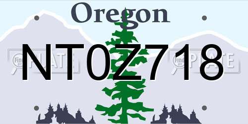 NT0Z718 Oregon License Plate
