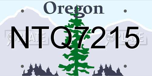 NTQ7215 Oregon License Plate