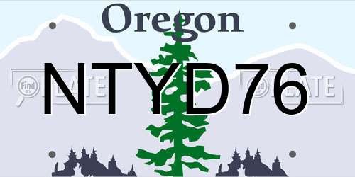 NTYD76 Oregon License Plate