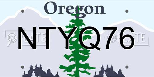NTYQ76 Oregon License Plate