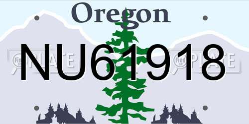 NU61918 Oregon License Plate