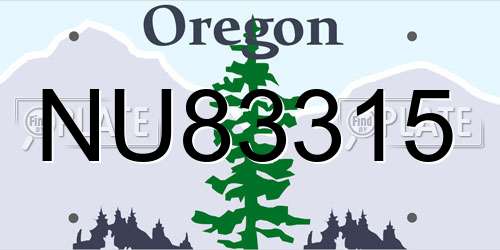 NU83315 Oregon License Plate
