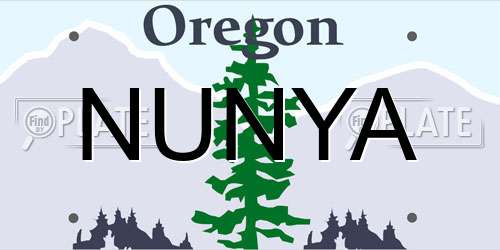 NUNYA Oregon License Plate