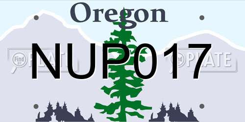 NUP017 Oregon License Plate