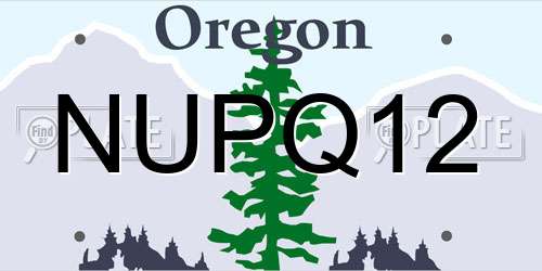 NUPQ12 Oregon License Plate