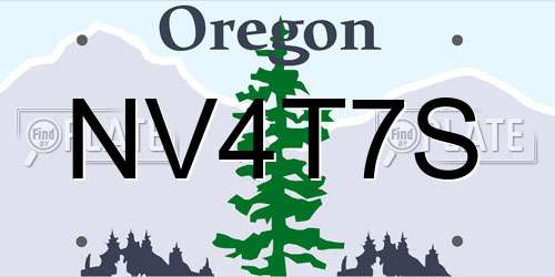 NV4T7S Oregon License Plate