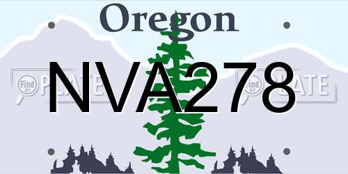 NVA278 Oregon License Plate
